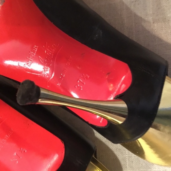 Authentic Black Christian Louboutin Gold Heels size 37.5 - Picture 2 of 5